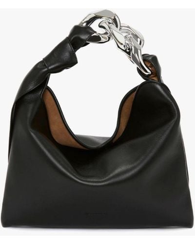 JW Anderson Small Chain Hobo - Leather Shoulder Bag - Black