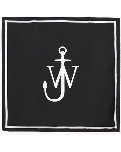 JW Anderson Silk Scarf With Anchor Logo - Black