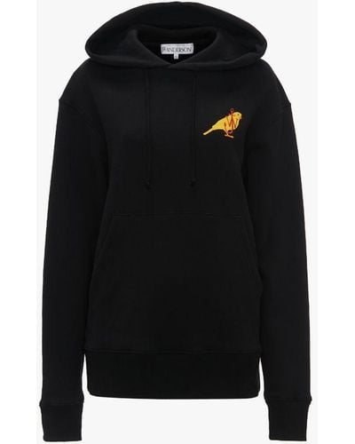 JW Anderson Hoodie With Canary Embroidery - Black