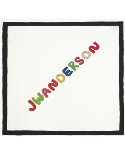 JW Anderson Silk Scarf With Logo - White