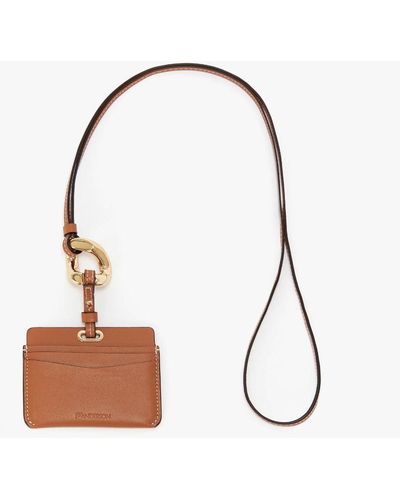 JW Anderson Leather Cardholder With Chain Link Strap - Brown