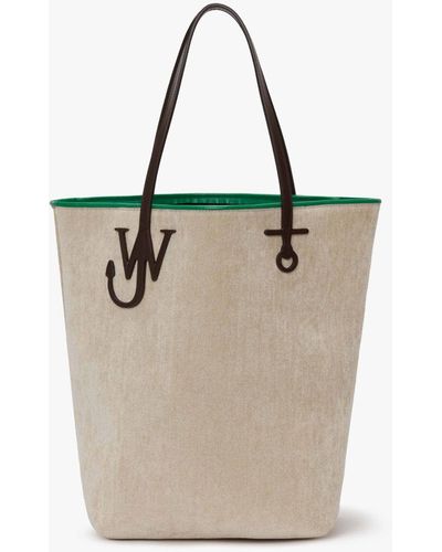 JW Anderson Tall Anchor Tote - Chenille Tote Bag - Natural