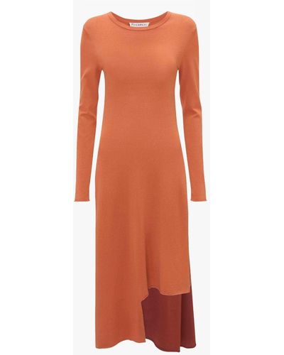 JW Anderson Colour Block Layered Dress - Brown