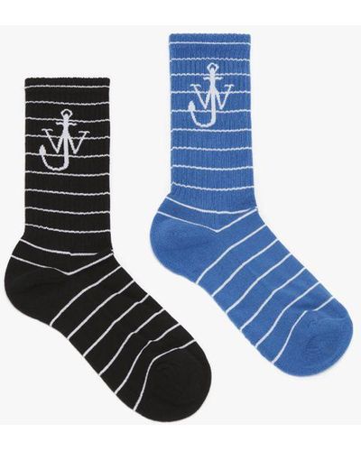 JW Anderson Striped Socks With Logo - Bundle - White