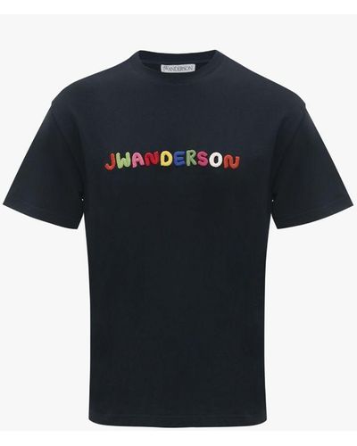 JW Anderson Logo Embroidered T-shirt - Blue