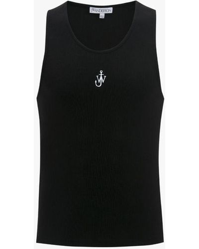 JW Anderson Tank Top With Anchor Logo Embroidery - Black