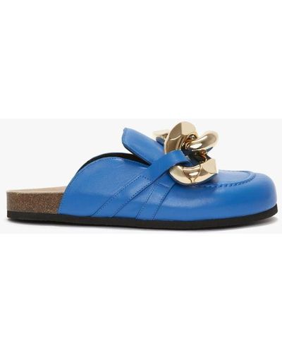 JW Anderson Chain Loafer Leather Mules - Blue