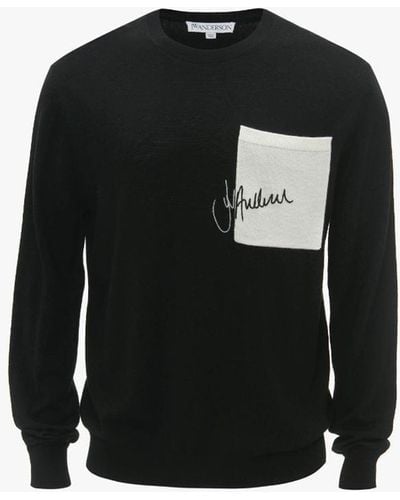 JW Anderson Signature Pocket Crewneck Sweater - Black