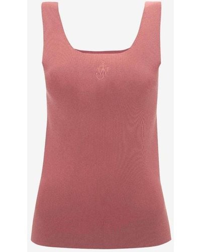 JW Anderson Fitted Tank Top With Anchor Logo Embroidery - Red