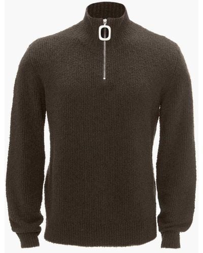 JW Anderson Boucle Henley Sweater - Black
