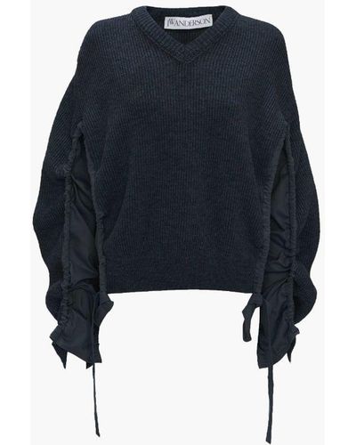 JW Anderson V-neck Jumper With Curved Sleeves - Blue