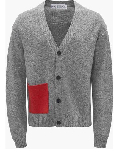 JW Anderson Jwa Contrast Pocket Cardigan - Grey