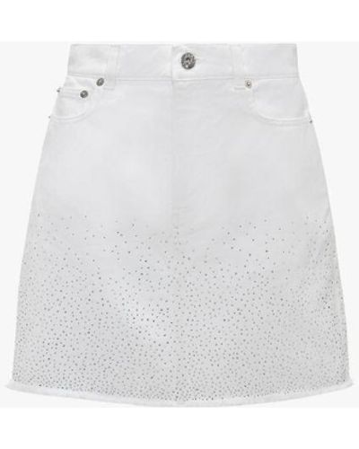JW Anderson Crystal Hem Denim Mini Skirt - White