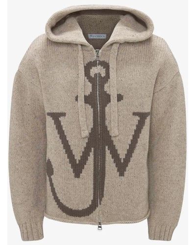 JW Anderson Zip Front Anchor Hoodie - Natural