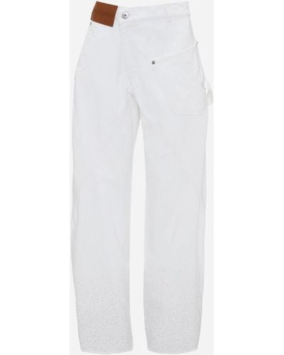 JW Anderson Crystal Hem Twisted Jeans - White