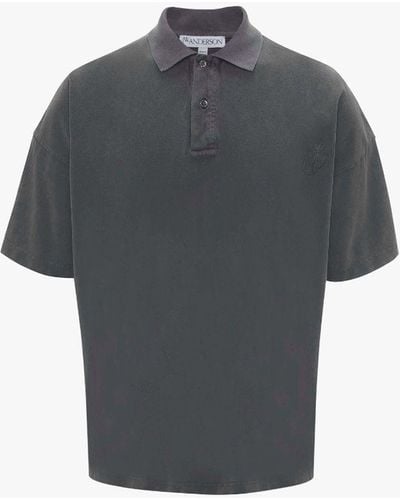 JW Anderson Polo Shirt With Logo Embroidery - Gray