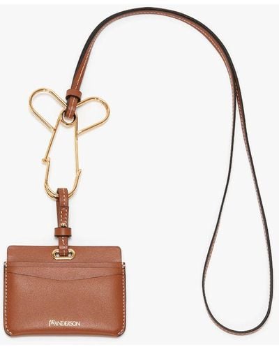 JW Anderson Leather Cardholder With Penis Pin Strap - Brown