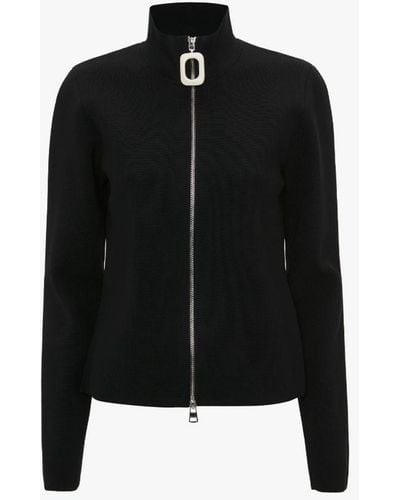 JW Anderson Fitted Zip Up Cardigan - Black