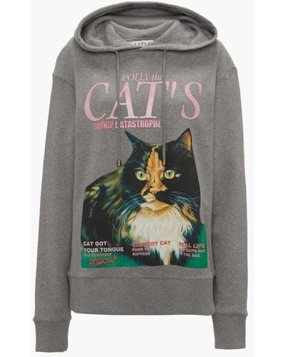 JW Anderson Hoodie With Cat Print - Gray