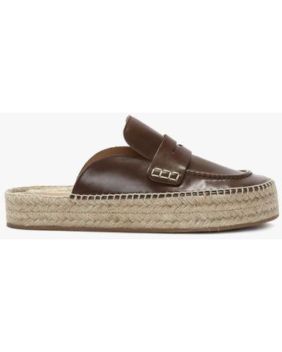 JW Anderson Leather Espadrille Loafer Mules - Brown
