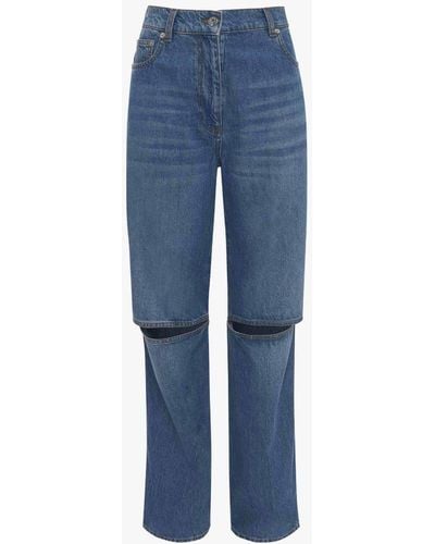 JW Anderson Cut-out Knee Bootcut Denim Jeans - Blue