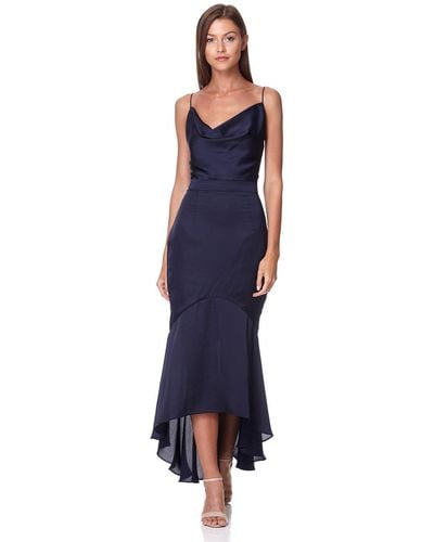 Jarlo Diamond Cami Strap High Low Midi Dress - Blue