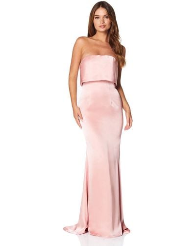 Jarlo Jetaime Strapless Maxi Dress With Overlay And Button Back Detail - Pink