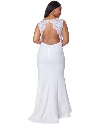 Jarlo Cecelia Fishtail Maxi Dress With Lace Button Back Detail - White