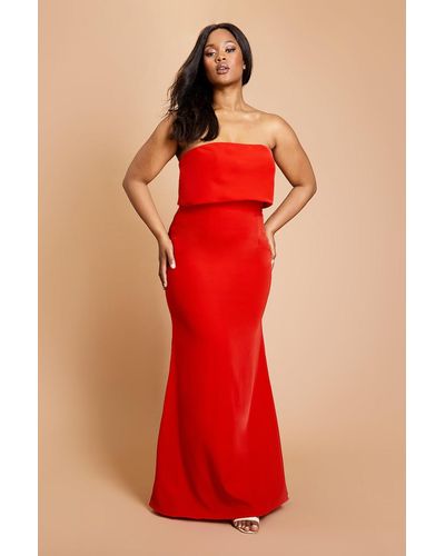 Jarlo Blaze Strapless Maxi Dress With Overlay - Red