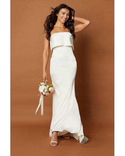 Jarlo Jetaime Strapless Maxi Dress With Overlay And Button Back Detail - White