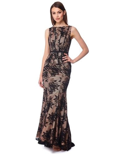 Jarlo Kylie Sleeveless Lace Maxi Dress With Velvet Panels - Black