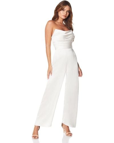 Jarlo Analia Strapless Jumpsuit With Pleated Bodice Detail - White