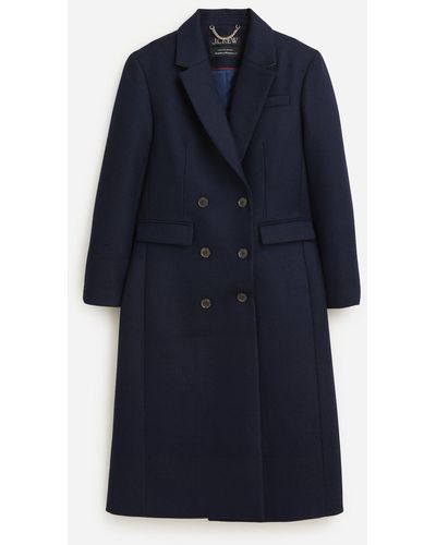 J.Crew Double-breasted Topcoat In Italian Melton Wool Blend - Blue