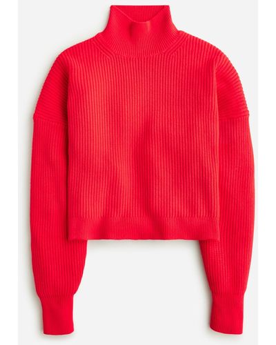 J.Crew Ribbed Turtleneck Sweater In Stretch Yarn - Red