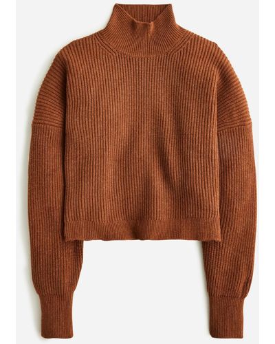 J.Crew Ribbed Turtleneck Sweater In Stretch Yarn - Brown