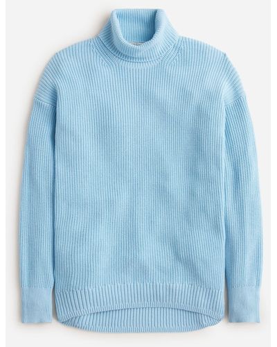 J.Crew Cotton-blend Ribbed Turtleneck Sweater - Blue