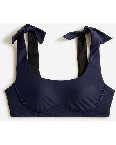 J.Crew Tie-shoulder Scoopneck Bikini Top - Blue