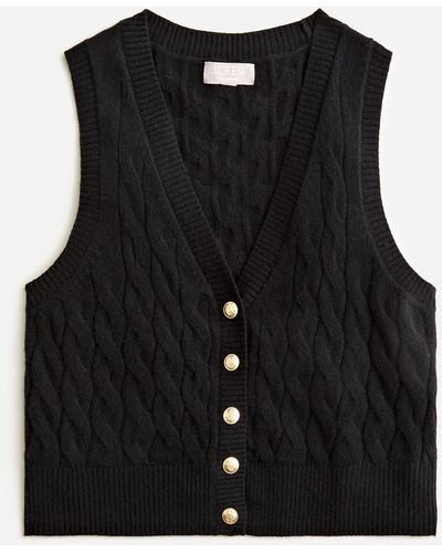 J.Crew Cashmere Cropped Cable-knit Sweater-vest - Black