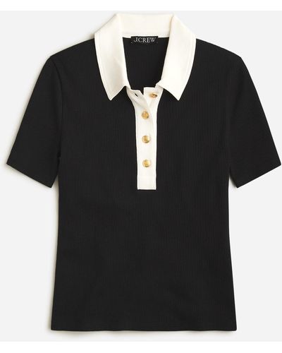 J.Crew Vintage Rib Polo T-shirt - Black