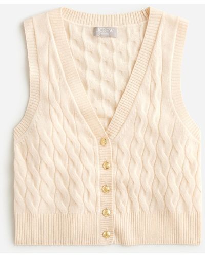 J.Crew Cashmere Cropped Cable-knit Sweater-vest - Natural