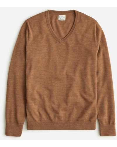 J.Crew Merino Wool V-neck Sweater - Brown
