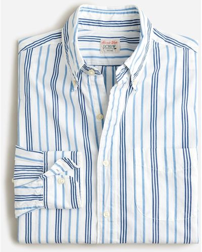 J.Crew Secret Wash Cotton Poplin Shirt In Stripe - Blue