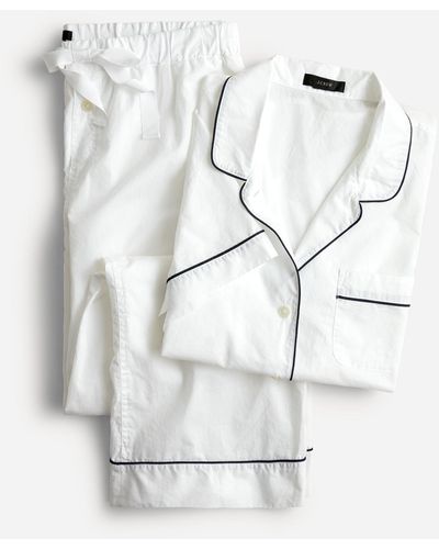 J.Crew End-on-end Cotton Long-sleeve Pajama Set - White