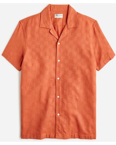 J.Crew Short-sleeve Textured Cotton Camp-collar Shirt - Orange