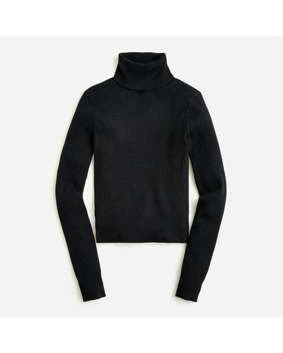 J.Crew Tencel Lyocell-Blend Ribbed Turtleneck Sweater - Black