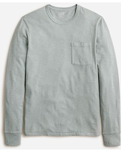 J.Crew Garment-dyed Slub Cotton Long-sleeve T-shirt - Blue