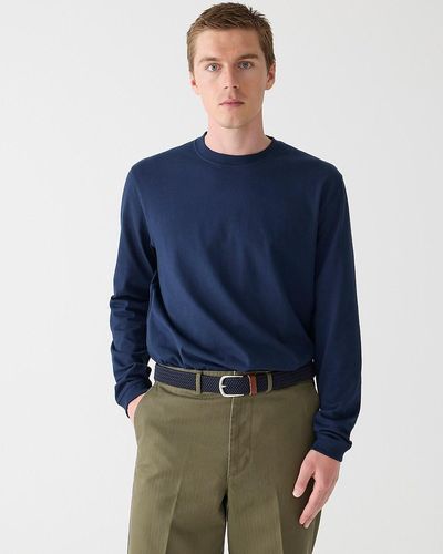 J.Crew Relaxed Long-Sleeve Premium-Weight Cotton T-Shirt - Blue