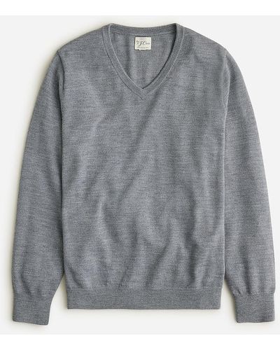 J.Crew Merino Wool V-Neck Sweater - Gray