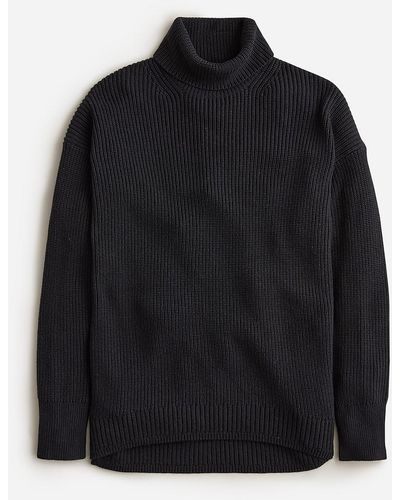 J.Crew Cotton-Blend Ribbed Turtleneck Sweater - Black