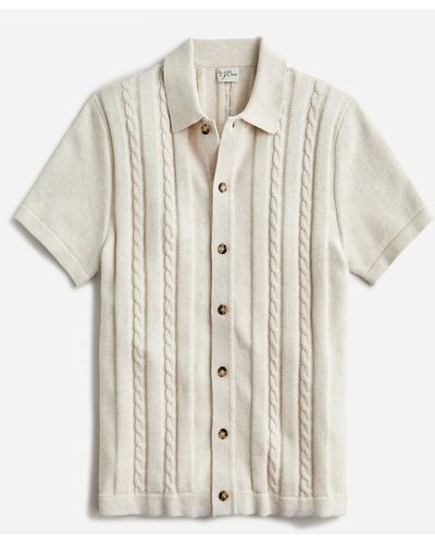 J.Crew Cotton Cable-knit Short-sleeve Cardigan Sweater-polo - Natural